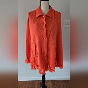 Rosanna Vintage Orange Acrylic Cape Shawl Osfm